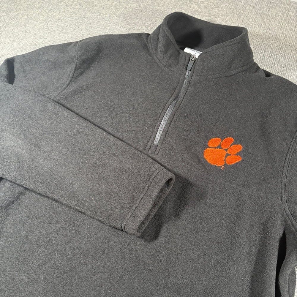 Champion Quarter‎ Zip Pullover Mens L Black Clemson Tigers Fleece Embroidery
